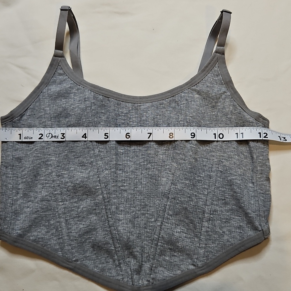 Colsie Gray Corset Style Crop Top Medium - Picture 6 of 8